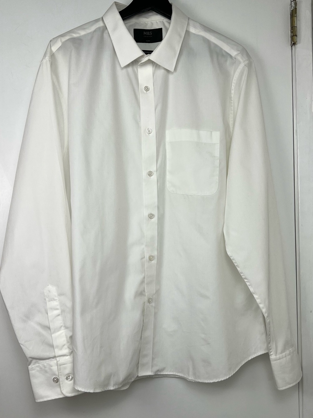 Marks & Spencer Collection Men’s Cotton Dress Shirt 17.5 44-45cm Slim Fit White - Picture 3 of 12